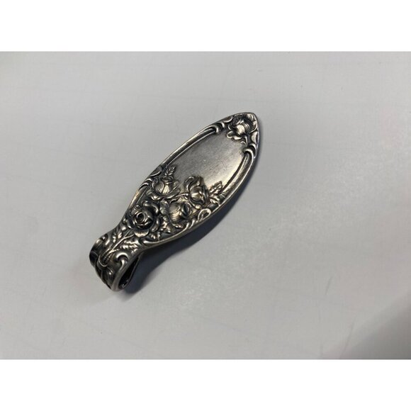 Antique Silverplate Ornate Floral Pendant With Embossed Rose Design - Picture 3 of 5